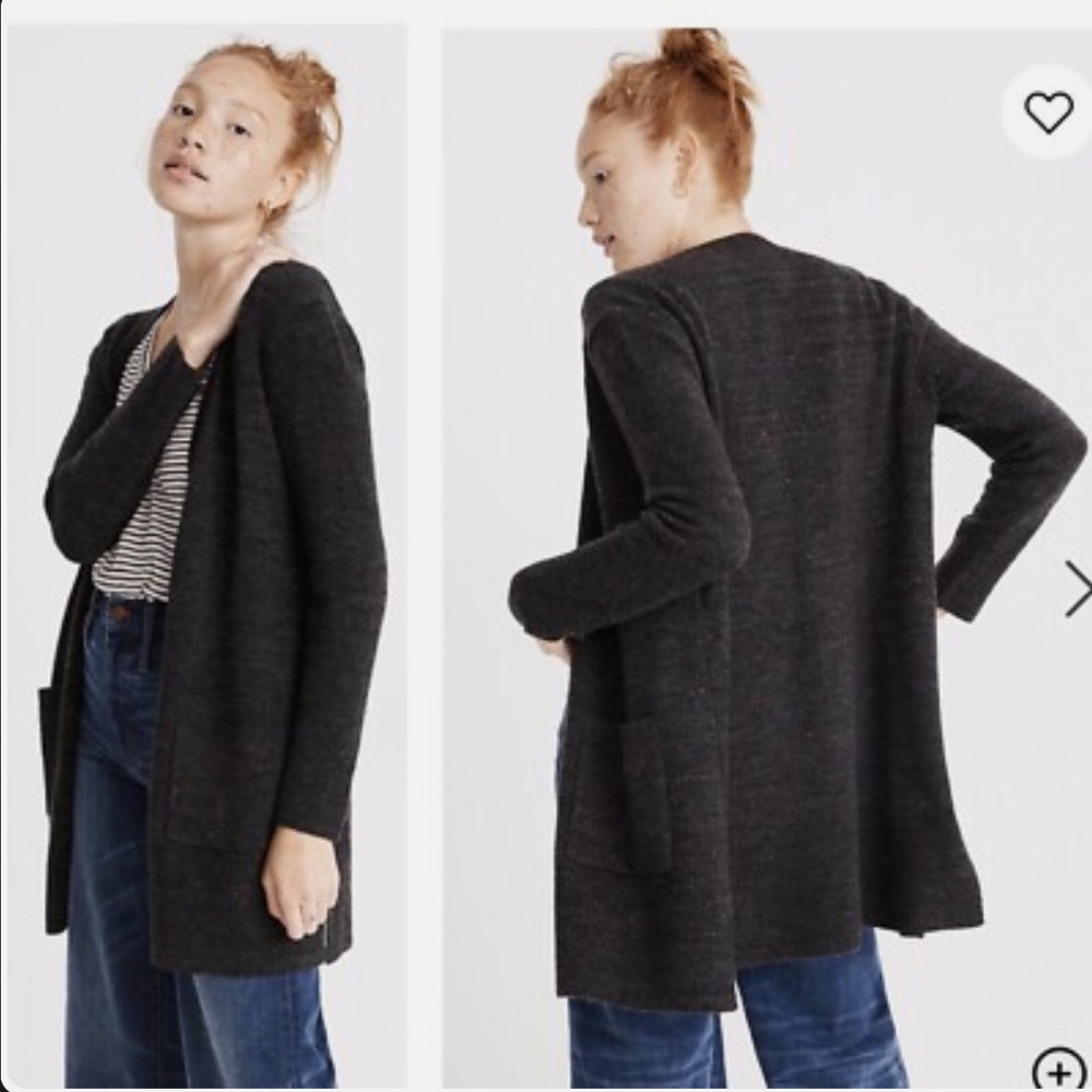 Madewell Donegal Kent Confetti Long Length Black Cardigan Sz S w MEASUREMENTS